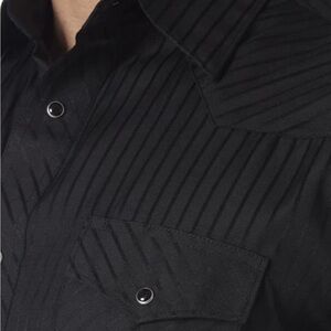 Wrangler Black Pinstripe Casual Button-Down Shirt